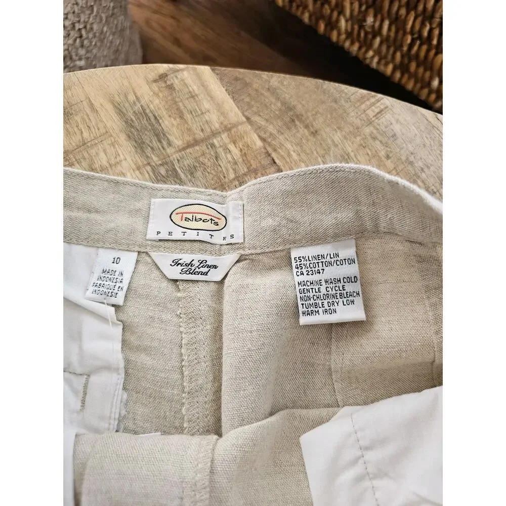Talbots Pure Linen Irish Blend Cropped Pants Women's 10P NWT Lagenlook - Picture 4 of 6